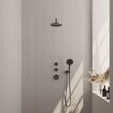 Brauer Brauer Gunmetal Carving inbouw doucheset gebogen muurarm en ronde handdouche 20 gunmetal