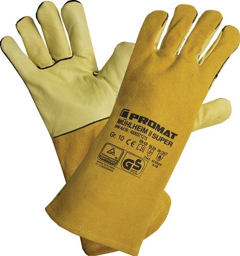 Promat Nordwest AG Promat/Tecwerk Lashandschoen | Mühlheim II super | maat 10 geel | rundnerf-/splitleder | EN 388, EN 12477 PSA-categorie II | 6 paar - 4000371215