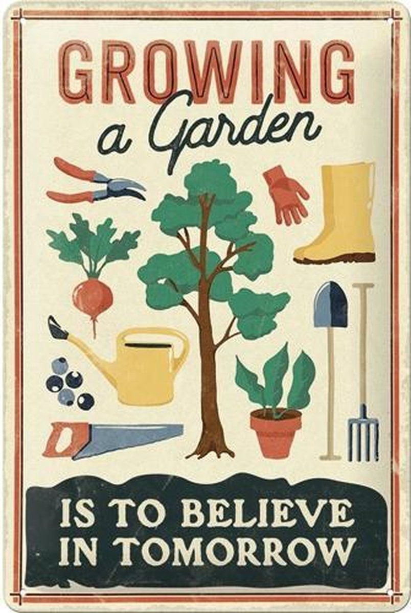 Posters.nl Tinnen Bord 20 x 30 Growing a Garden - Meerkleurig