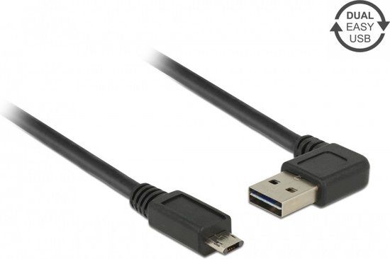 Delock USB 2.0 Micro-B naar USB-A Kabel - 2m - Zwart