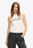 Superdry Embellish Archive Fitted Mouwloos T-shirt Wit XS Vrouw