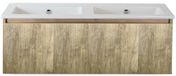 BES LED Frozen 3D Badmeubelset 120 cm - Greeplijst in Kleur - French Oak - Keramische Wastafel Wit Zonder Kraangat