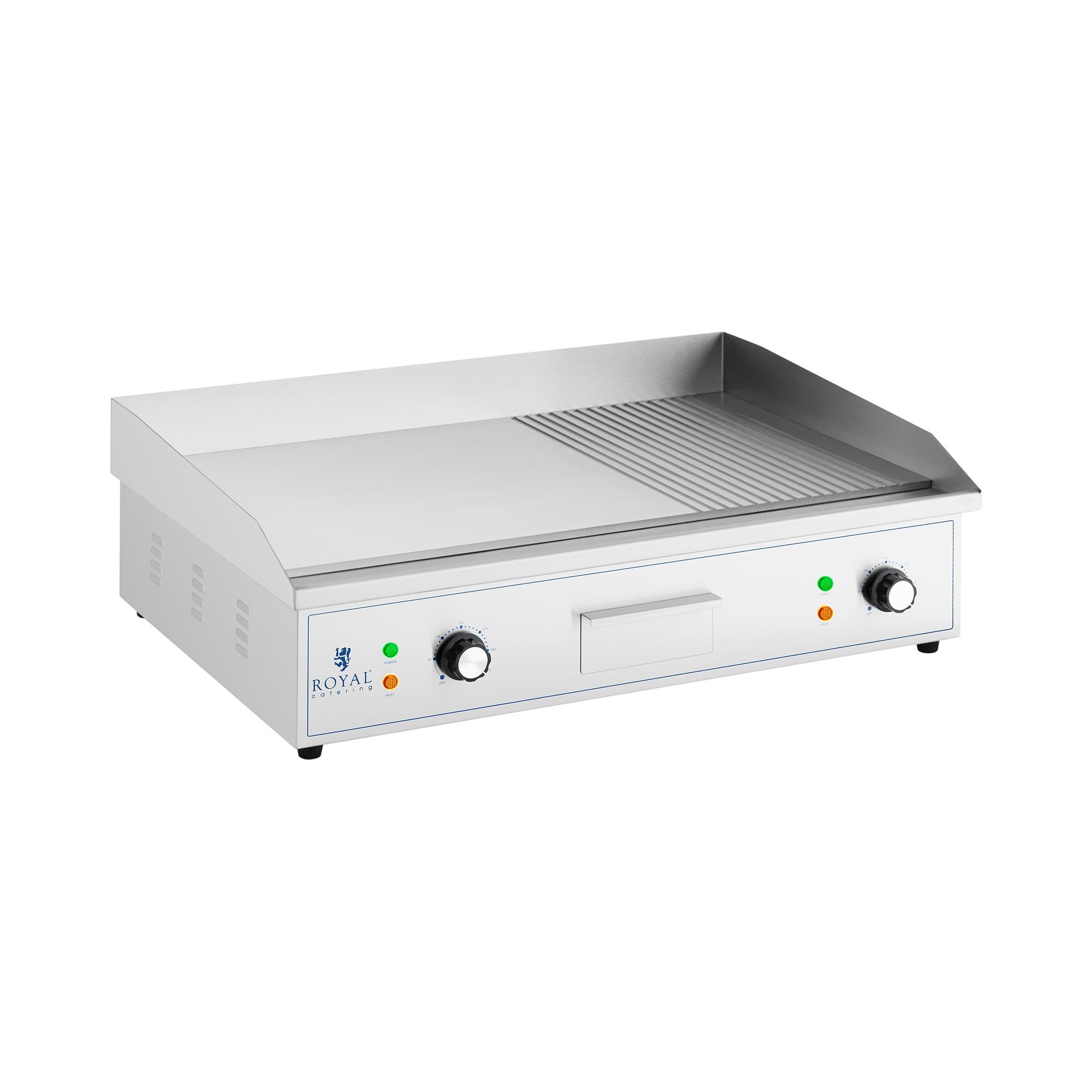 Royal Catering Elektrische bakplaat - 727 x 420 mm - geribbeld/glad - 4400 W