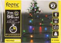 Feeric lights & Christmas Feeric lights feestverlichting lichtsnoer - gekleurd - 7 m - 96 led lampjes - zwart snoer - batterij