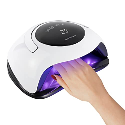 KOLHGNSE Uv-lamp gelnagels 120 W draagbare nageldroger LED UV gel nagellamp nagellak droger apparaat met 10/30/60/99 s timer voor gelnagels, nageldroger