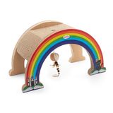 Record Krabpaal voor katten in regenboogkleuren – structuur van karton met catnip – brugvorm met regenboog-decor aan de zijkant – afmetingen: 50 x 25 x 28 H cm – kleur Havana