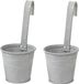 Mega Collections Pot de fleurs/pot de fleurs - 2x - zinc - gris antique - avec crochet de suspension - D13 x H28 cm