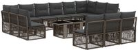vidaXL Tuinbank Set 14-delig Grijs Polyrattan