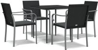 vidaXL 5-delige tuinset met kussens, poly rattan en staal