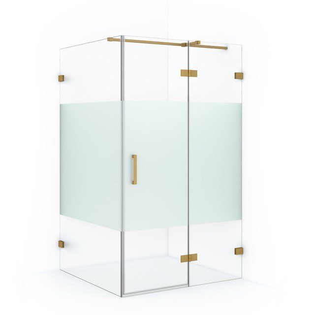 Maxaro Douchecabine Diamond 120x100cm 8mm Helder Veiligheidsglas met Matte Strook Goud
