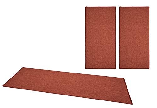 BT Carpet Casual tapijt, bedomranding, 3-delig, terracotta, 2 x 67 x 140 cm, 1 x 67 x 250 cm