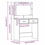vidaXL Kaptafel Wit 78,5 x 41 x 135 cm Bewerkt Hout