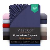 VISION home Vision - Hoeslaken - 100% katoen - 90 x 200cm - Marineblauw