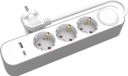 Plastrol Stroomverlengsnoer met 3 Schuko-stopcontacten (230V), 3 meter lang, met USB-A en USB-C poorten en een schakelaar