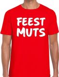 Bellatio Decorations Feestmuts Feestmuts tekst t-shirt - rood - heren - Foute party kleding - korte mouwen - katoen M