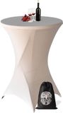 Aventara Statafelrok Champagne of Beige x 1 – ∅80-85 x 110 cm – Luxe Extra Dikke Stretch Stof – Inclusief Opbergtas – Kras- en Kreukvrije Statafelhoes – Perfect voor Horeca, Bruiloften en Feesten