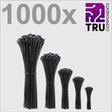 TRU COMPONENTS TC-12888560 T24CA072 Kabelbinder 3.6 mm Zwart UV-gestabiliseerd 1000 stuk(s)