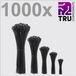 TRU COMPONENTS TC-12888560 T24CA072 Kabelbinder 3.6 mm Zwart UV-gestabiliseerd 1000 stuk(s)