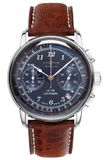 Zeppelin 7614-3 Polshorloge Heren Kwarts Chronograaf Leer Bruin Zilverkleurig Wit 43mm