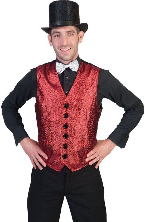 Funny Fashion Show Vest Rood Man Maat 56-58 Carnaval kostuum Verkleedkleding
