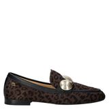 Babouche G-Lulu-59 leren loafers met strass-steentjes en panterprint - bruin/zwart
