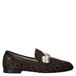 Babouche G-Lulu-59 leren loafers met strass-steentjes en panterprint - bruin/zwart
