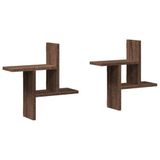 vidaXL Wandplanken, 2 stuks, bruin eiken, 38 x 12 x 38 cm, bewerkt hout