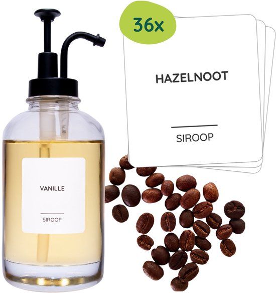 XIVADA Keuken labels koffiesiroop & koffie - Voorraad etiketten - Wit