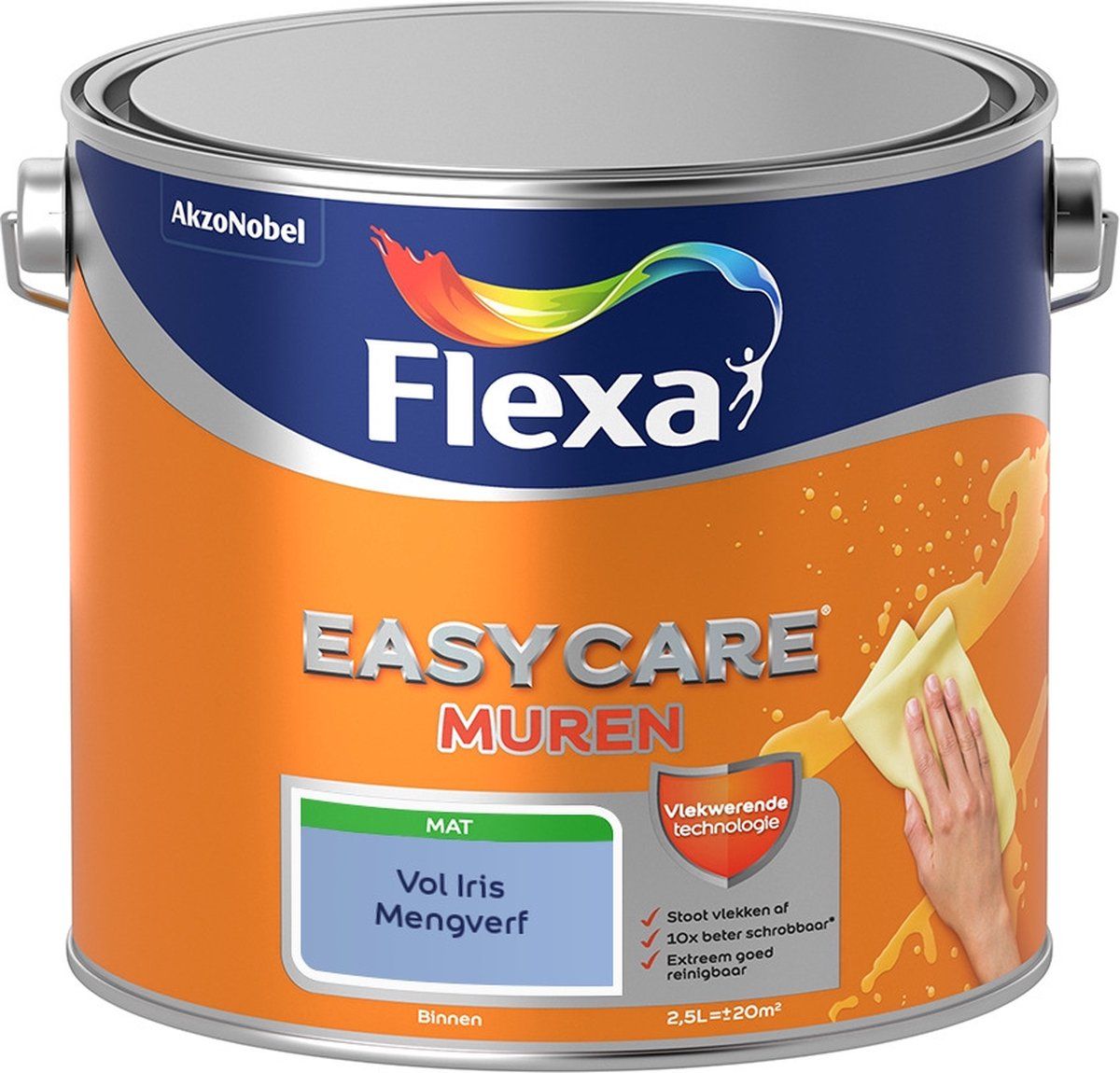 FLEXA Easycare Muurverf - Mat - Mengkleur - Vol Iris - 2,5 liter