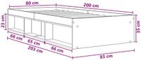 vidaXL Bedombouw met opslag Sonoma Eiken 80 x 200 cm Bewerkt hout