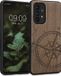 kwmobile telefoonhoesje geschikt voor Samsung Galaxy A53 5G - Houten hoesje met bumper - Donkerbruin Vintage Kompas