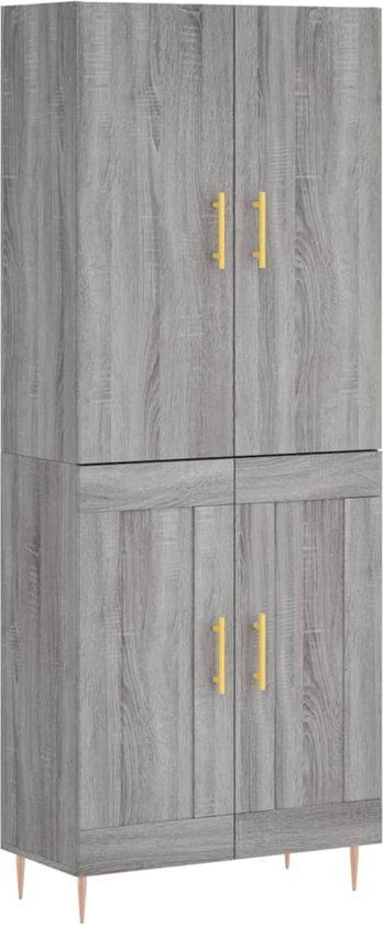 vidaXL Hoge kast bewerkt hout grijs sonoma eikenkleurig 69,5x34x180 cm