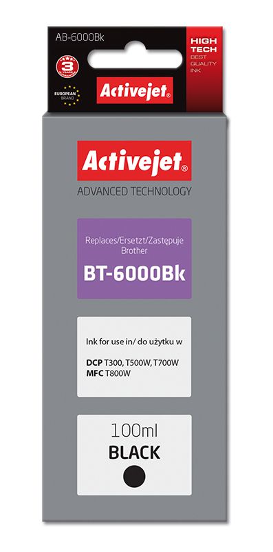 ActiveJet AB-6000Bk Inkt - Zwart - 100 ml - Vervanging Brother BT-6000BK