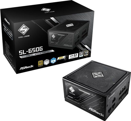 ASRock STEEL LEGEND 650W Voeding – 80 PLUS Gold – ATX 3.1 Ready – Volledig Modulair