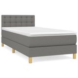 vidaXL Boxspringbed met matras, donkergrijs, 180x200 cm, gestoffeerd