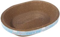 Carton Bloc à griffer - Ondulé Ovale - Comme salon de grattage et lit pour chats petits, moyens et grands - 50 cm x 38 cm x 9 cm