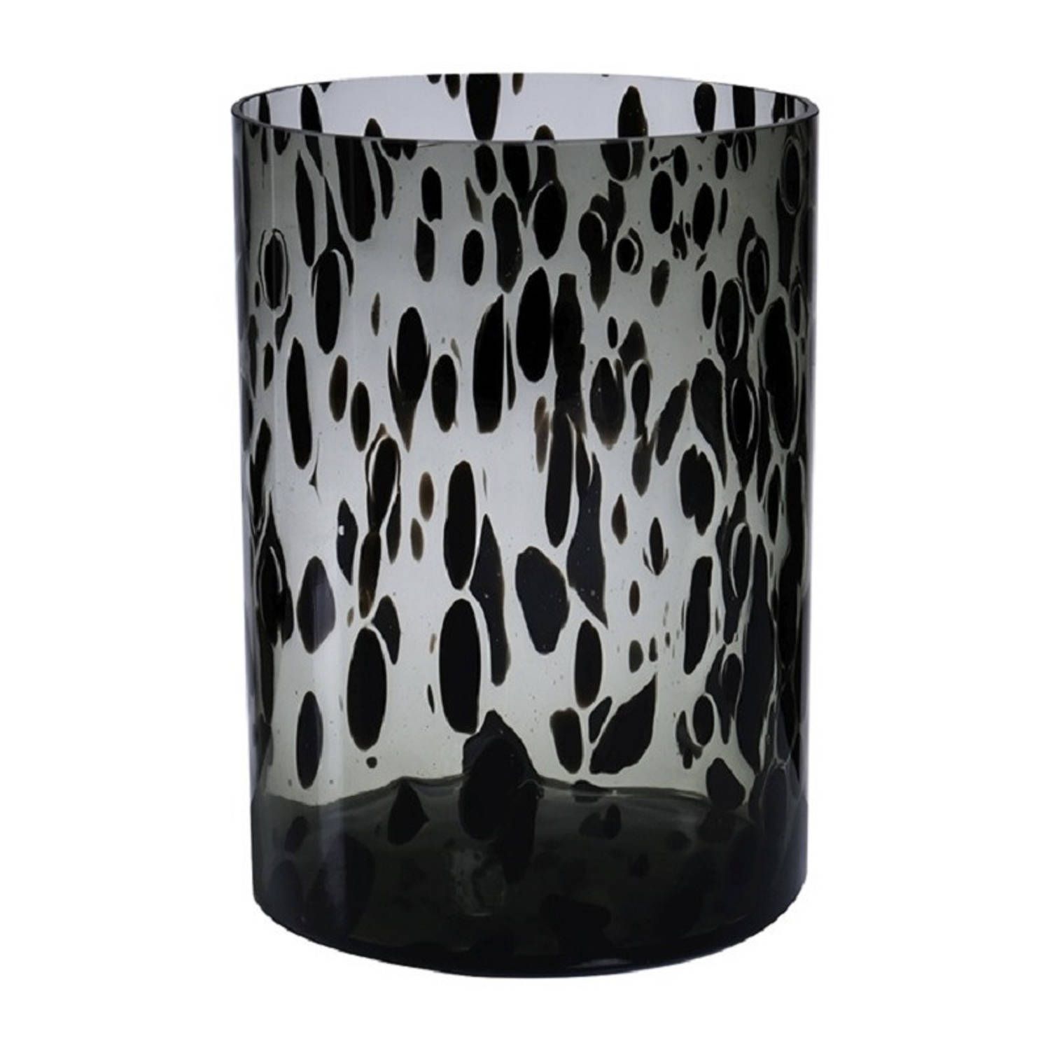 Hakbijl Glass Modieuze Bloemen Cylinder Vaas - Zwart - 30x19cm