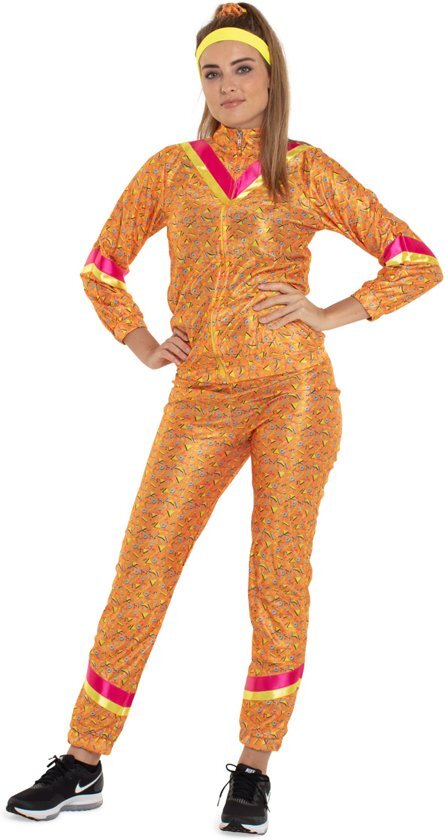 Folat Oranje 80s Disco Trainingspak 4delig Dames - Maat L-XL