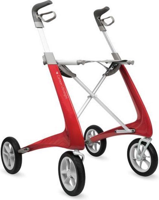 byACRE Rollator Acre Carbon Ultralight Standaard, Strawberry Red, 4.8 kg, Inklapbaar, Voor binnen & buiten