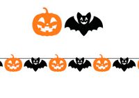 FIESTAS GUIRCA Vleermuis- en pompoenslinger, 300 cm, Halloween-decoratie en themafeesten, ideaal voor feesten en evenementen, decoratieve accessoires, oranje en zwart