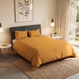 Beddengoedset Orange Stripe Satin Duvet Cover Set, Double Bed