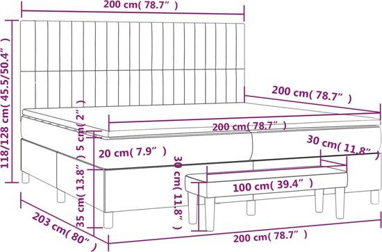 vidaXL Boxspring bed met matras stof taupe 200x200 cm