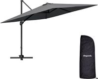 LifeGoods Parasol déporté - 294x294 cm - Inclinable - 6 positions - Imperméable - Avec housse - Anthracite