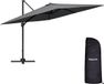 LifeGoods Parasol déporté - 294x294 cm - Inclinable - 6 positions - Imperméable - Avec housse - Anthracite