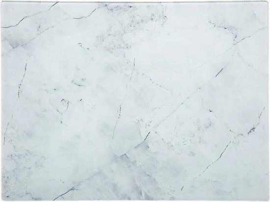 5Five Glas Snijplank - Marmeren Motief - 40 x 30 cm - Anti-Slip - Wit