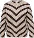 ONLY CARMAKOMA Dames Trui - Gestreepte gebreide trui met lange mouwen en ronde hals - Beige