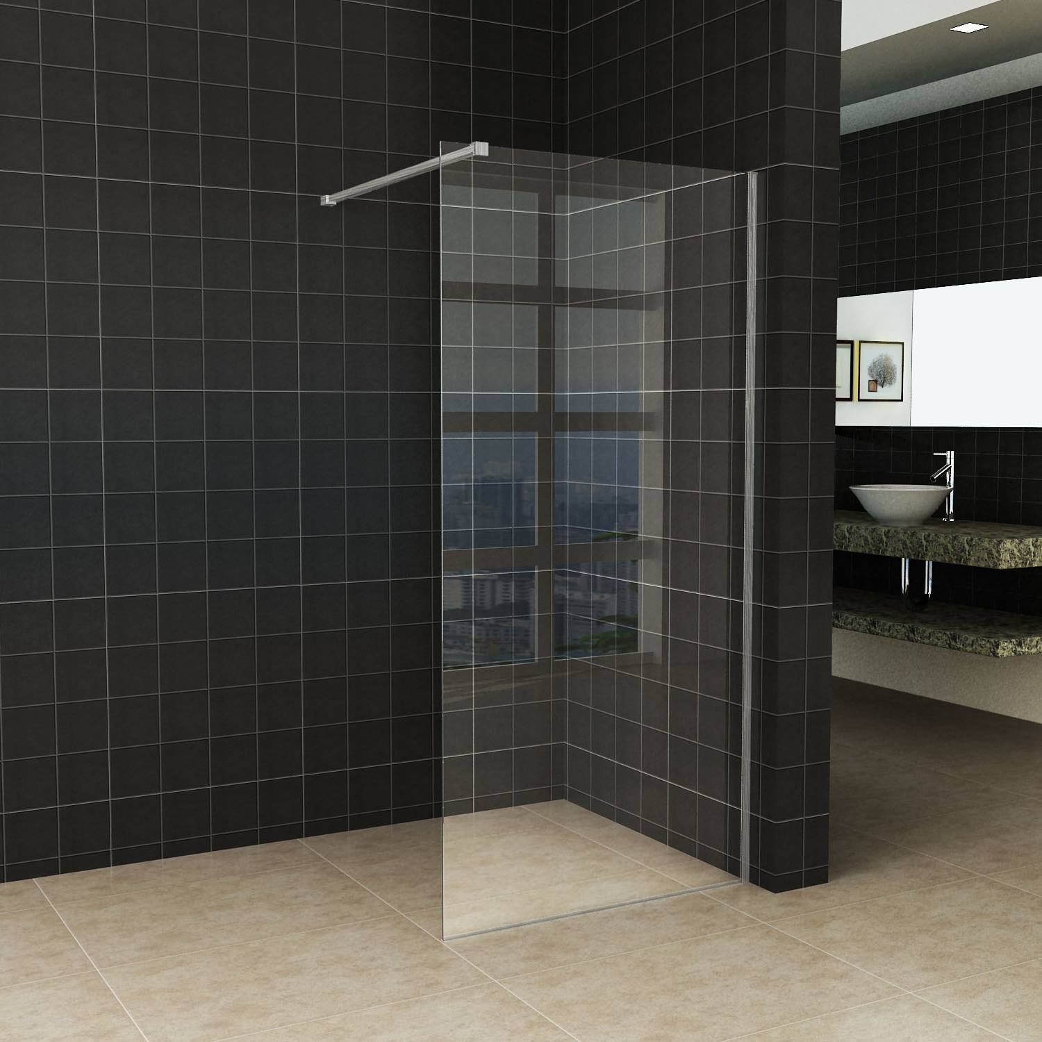 Boss & Wessing Bws inloopdouche pro line helderglas 120x200 8 mm nano coating rvs profiel en stang