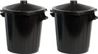 Cosy & Trendy Vuilnisbak/afvalemmer met deksel - 2x - 50 liter - zwart