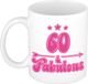 Bellatio Decorations Mok 60 jaar - Keramiek - Roze - 300 ml