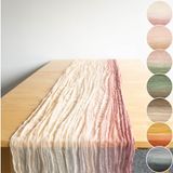 Halbach Seidenbänder Multicolor tafelloper | breedte: 70 cm lengte: 300 cm | tafelkleed met kleurverloop, smal tafelkleed in katoen-look voor bruiloften, kleur: vanille/crème/roze/lichtpaars